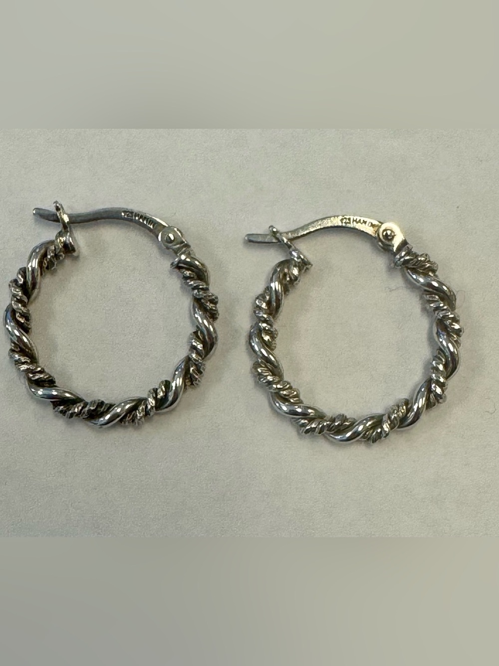 Sterling Silver Twisted Hoop Earrings - Silver